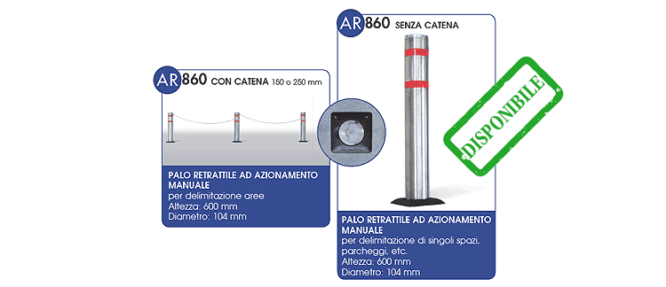 Palo retrattile per parcheggi