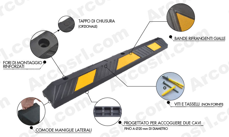 Ferma ruota in gomma vulcanizzata