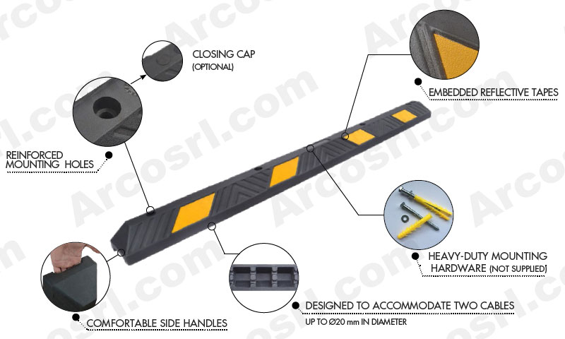 Wheel stopper in durable vulcanized rubber